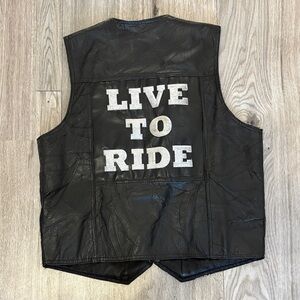 Wilsons Leather Black Gold-Button Motorcycle Vest